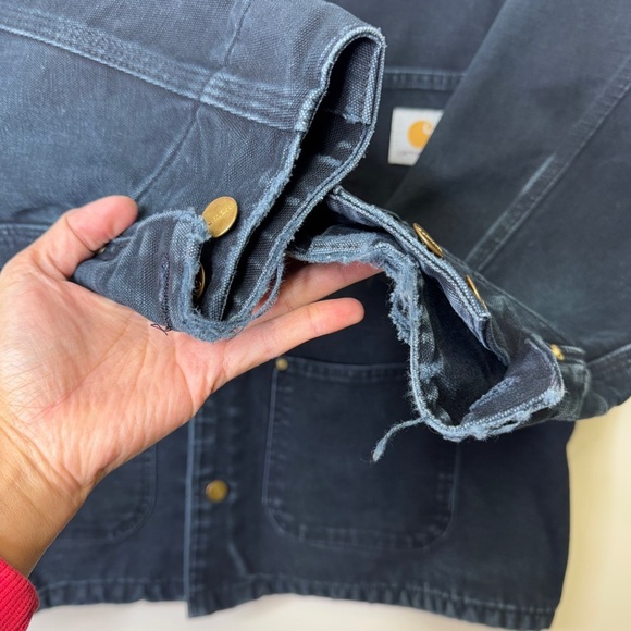 Vintage 90s Carhartt Distressed Blanket Lined Chore Barn Jacket 44 R - Picture 5 of 16